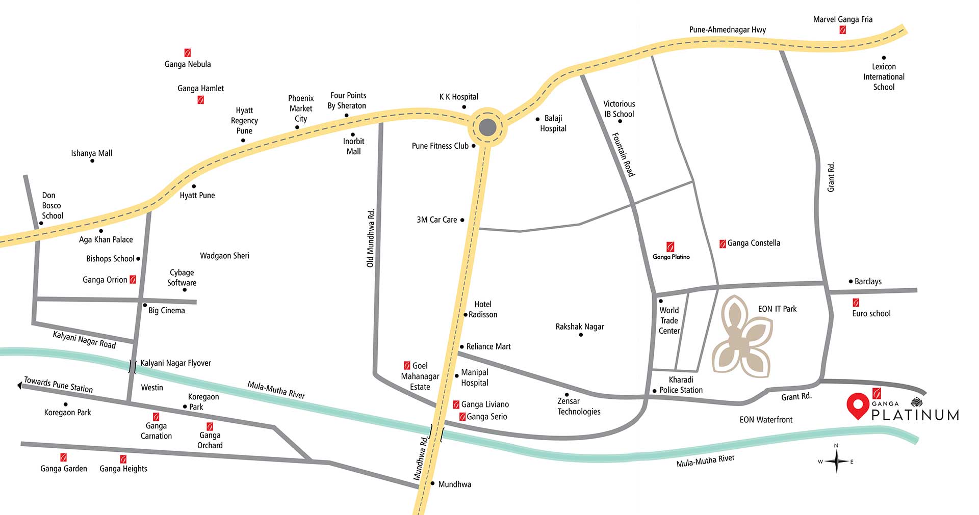 Ganga Platinum Kharadi location map